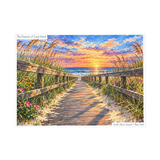 South Shore Sunset a Coastal Watercolor Jigsaw Puzzle - Long Island New York