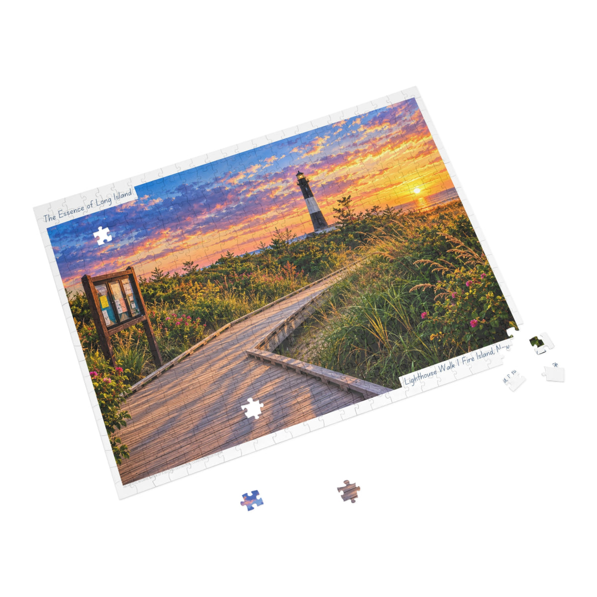 Lighthouse Walk a Coastal Watercolor Jigsaw Puzzle - Fire Island, New York