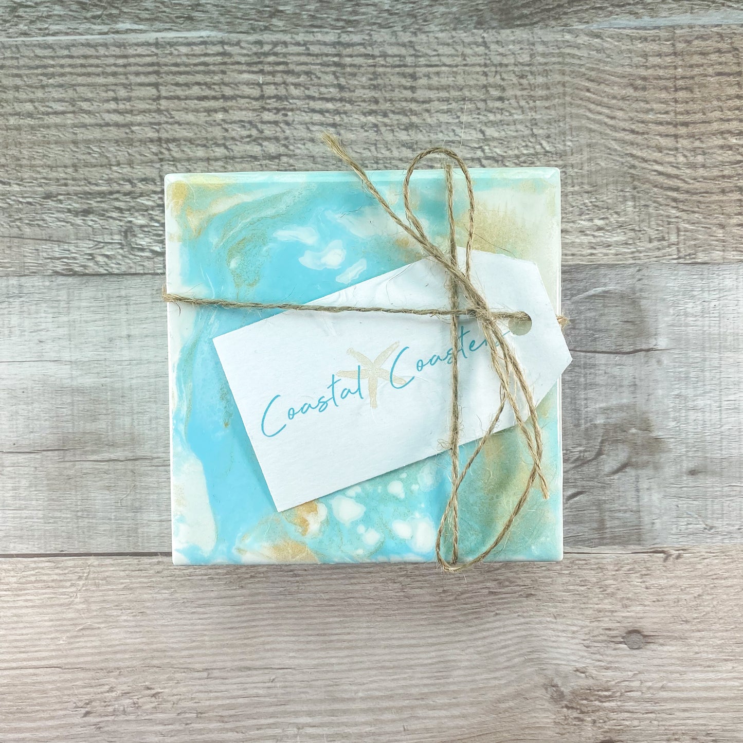 Light Blue with Gold Table Coaster Set image 4