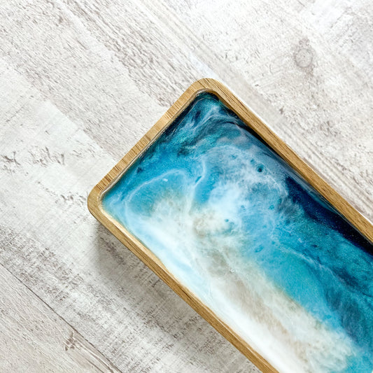 Ocean Resin and Wood Dish image 1