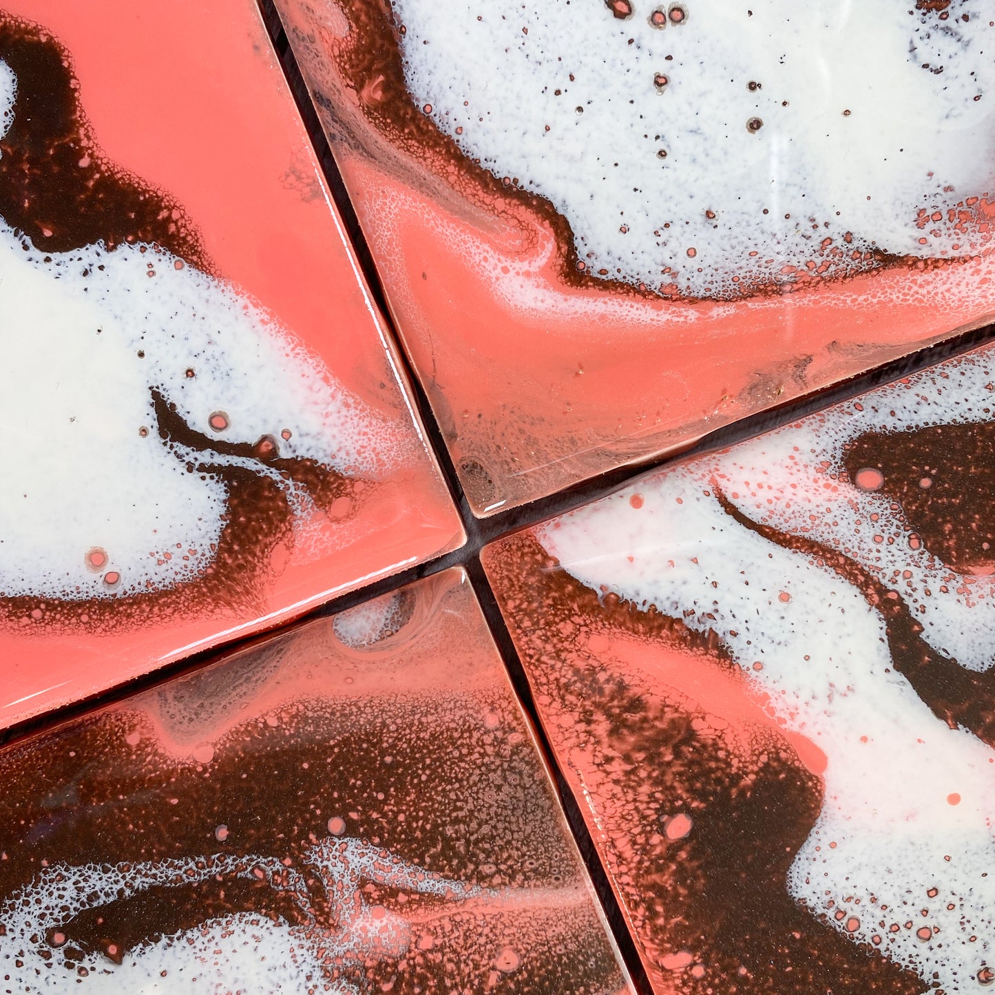 Espresso and Coral Swirls - Table Coaster Set image 4