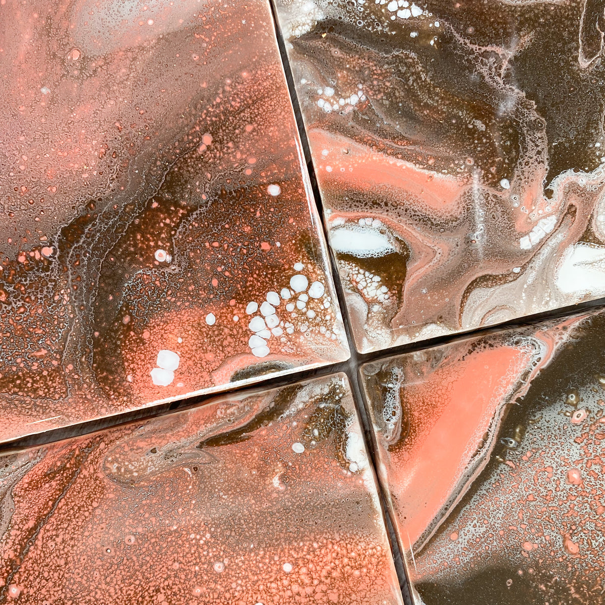 Espresso and Coral Swirls I - Table Coaster Set image 1
