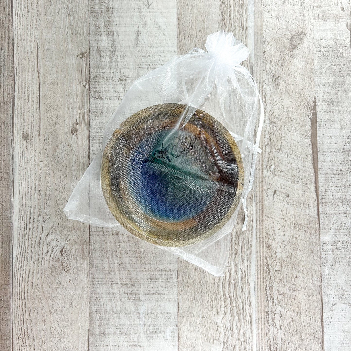 Ocean Trinket Dish - Resin and Mango Wood 5" image 2
