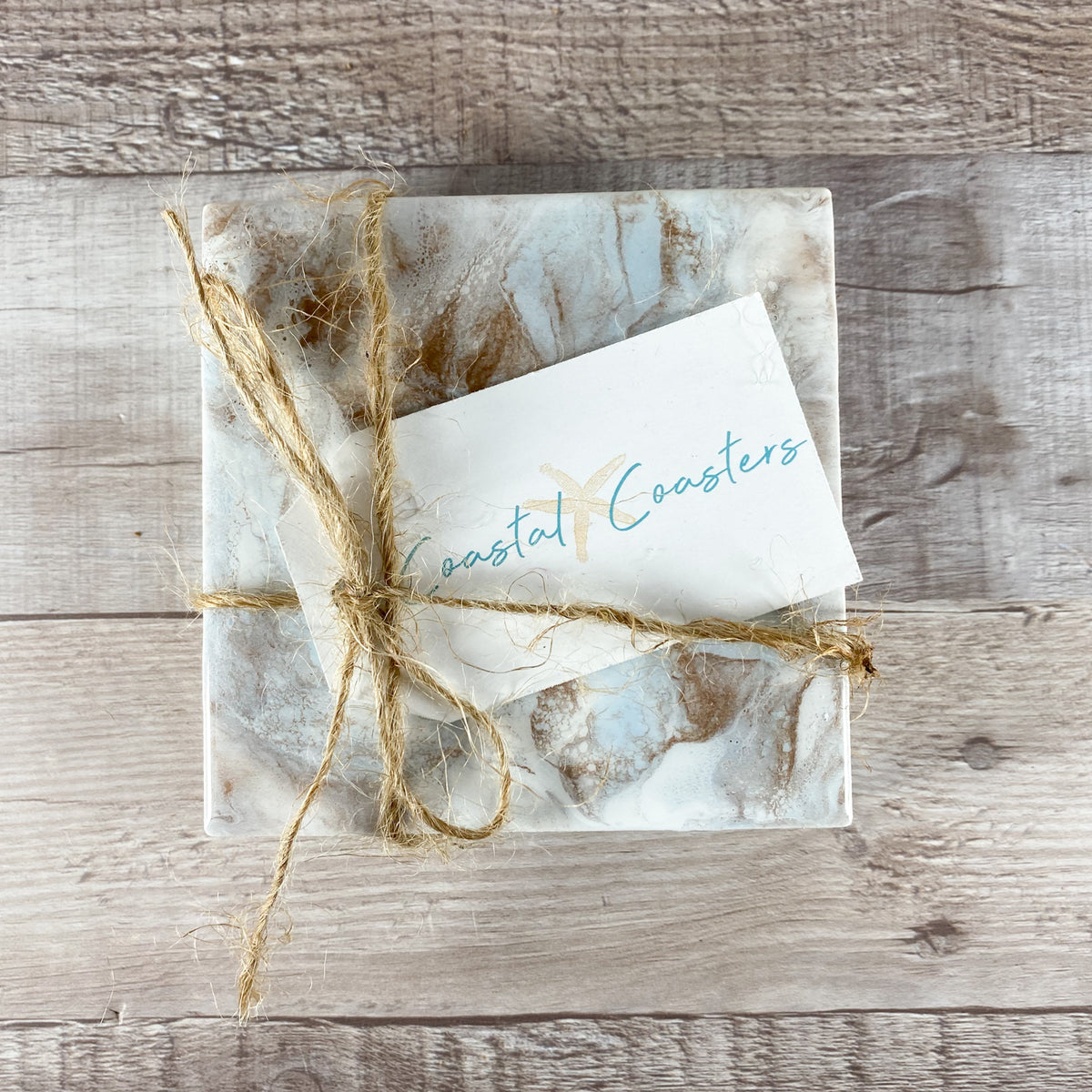 Island Blue & Espresso Handmade Coaster Set image 1