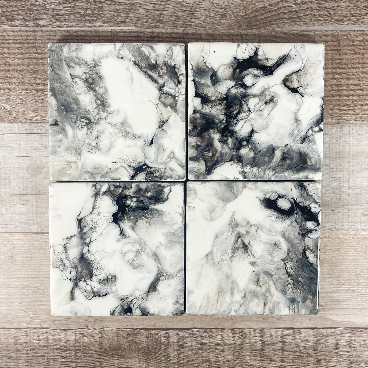 Black & White Swirl Handmade Coaster Set image 2