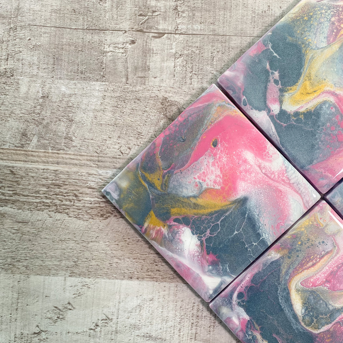 Blushing Delight Swirls Handmade Coaster Set image 1
