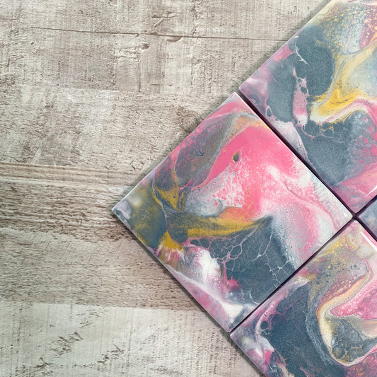 Blushing Delight Swirls Handmade Coaster Set image 1