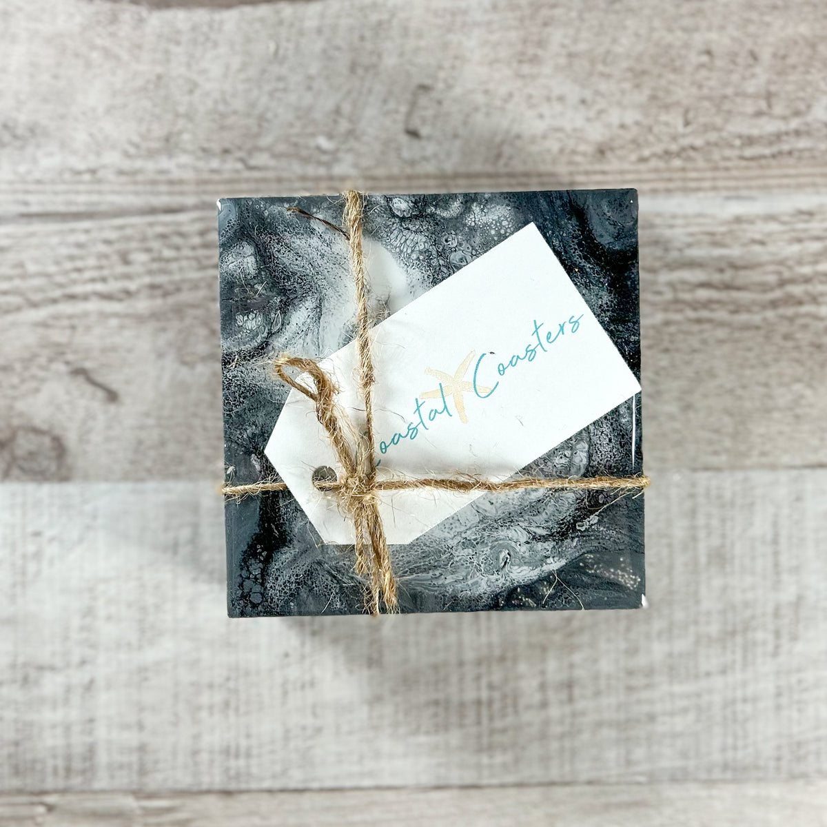 Black and White Swirl Handmade Coaster Set image 3
