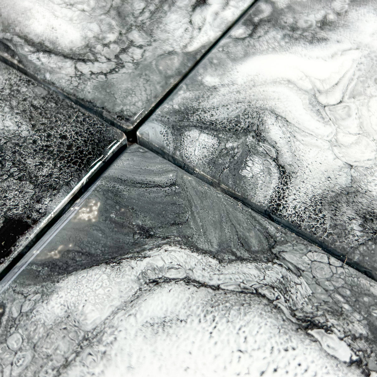 Black and White Swirl Handmade Coaster Set image 1