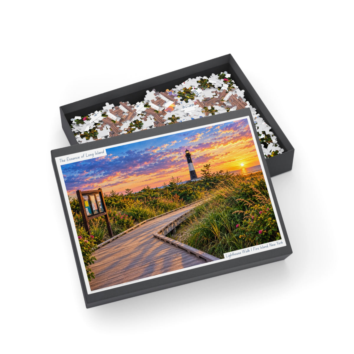Lighthouse Walk a Coastal Watercolor Jigsaw Puzzle - Fire Island, New York