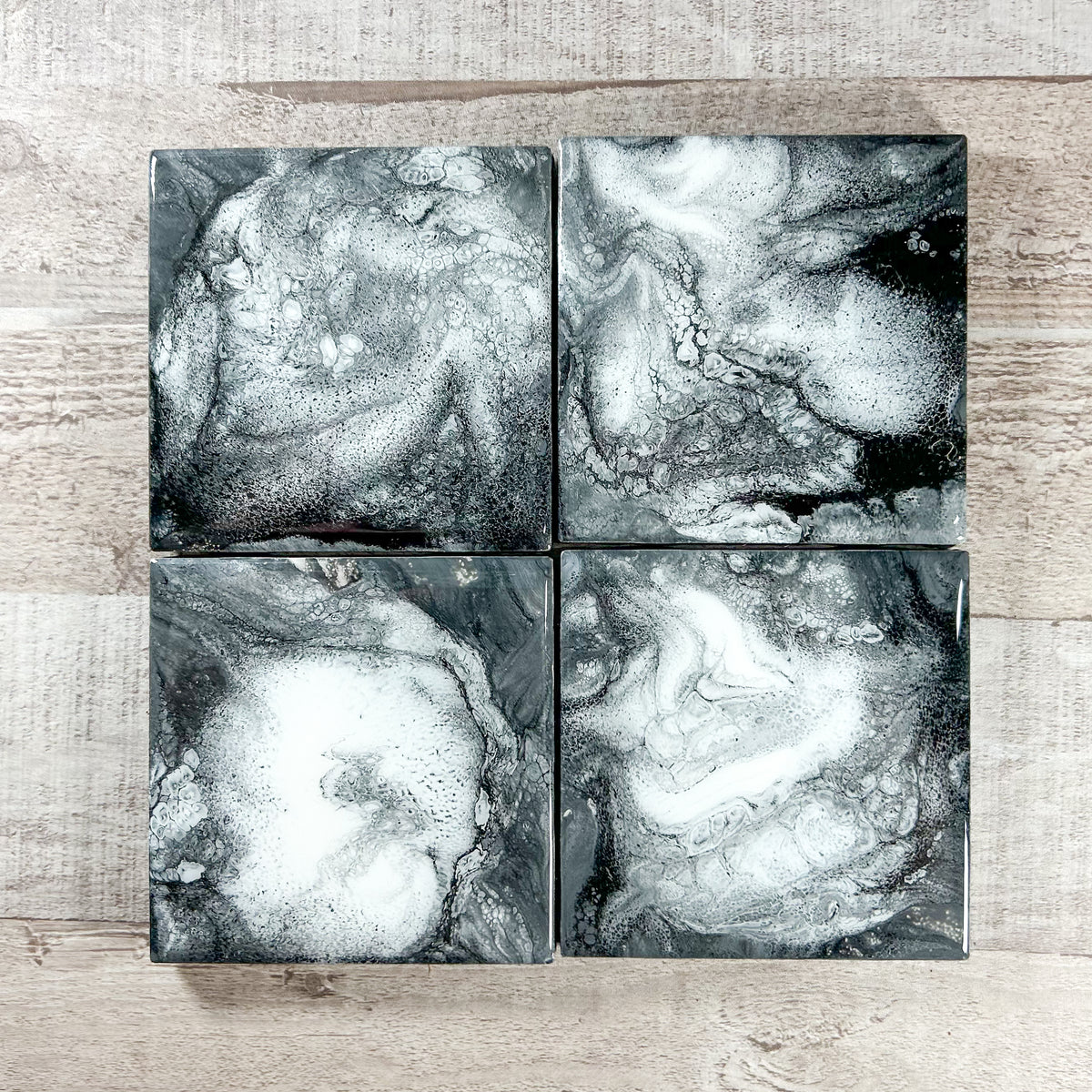 Black and White Swirl Handmade Coaster Set image 0