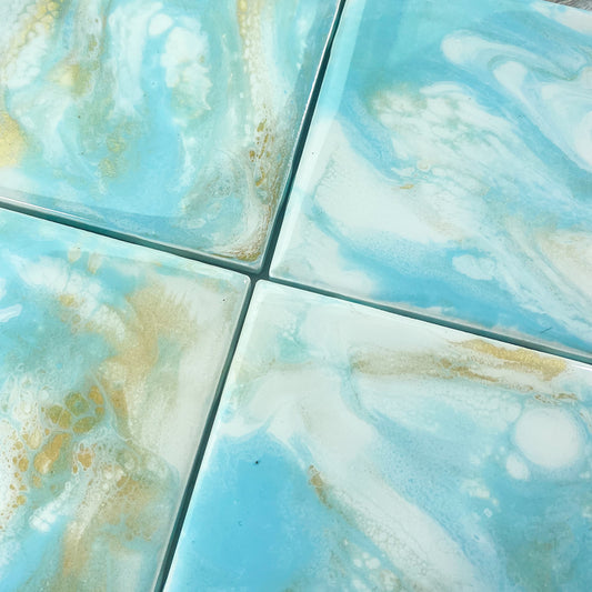 Light Blue with Gold Table Coaster Set image 1