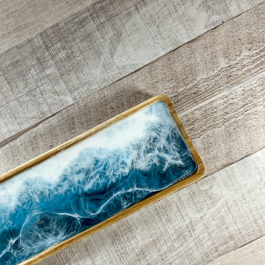 Deep Seas Resin and Wood Dish image 1