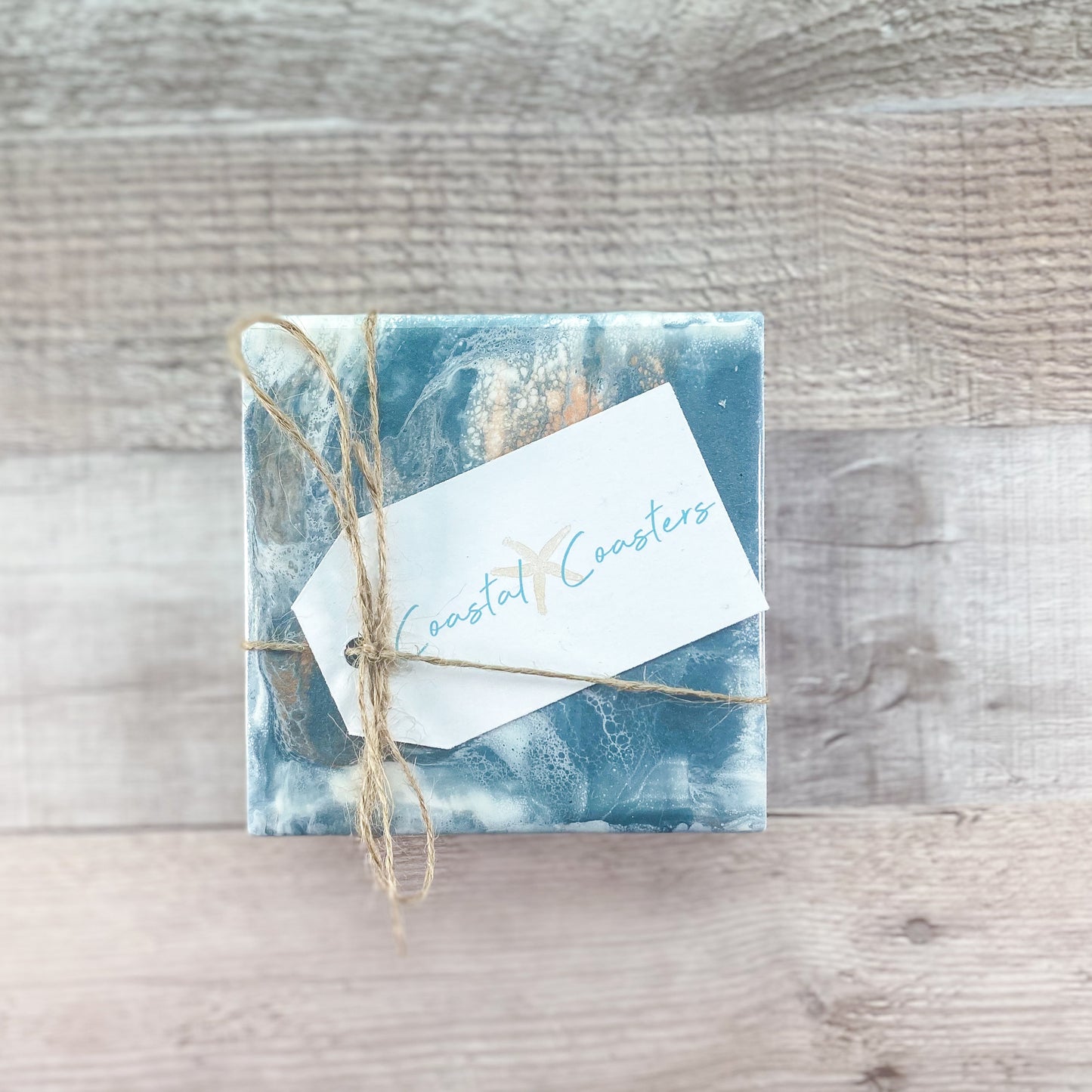 Slate Gray with Rose Gold Table Coaster Set image 4