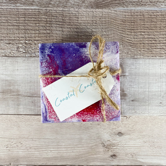 Pink & Purple Crush Handmade Coaster Set image 1