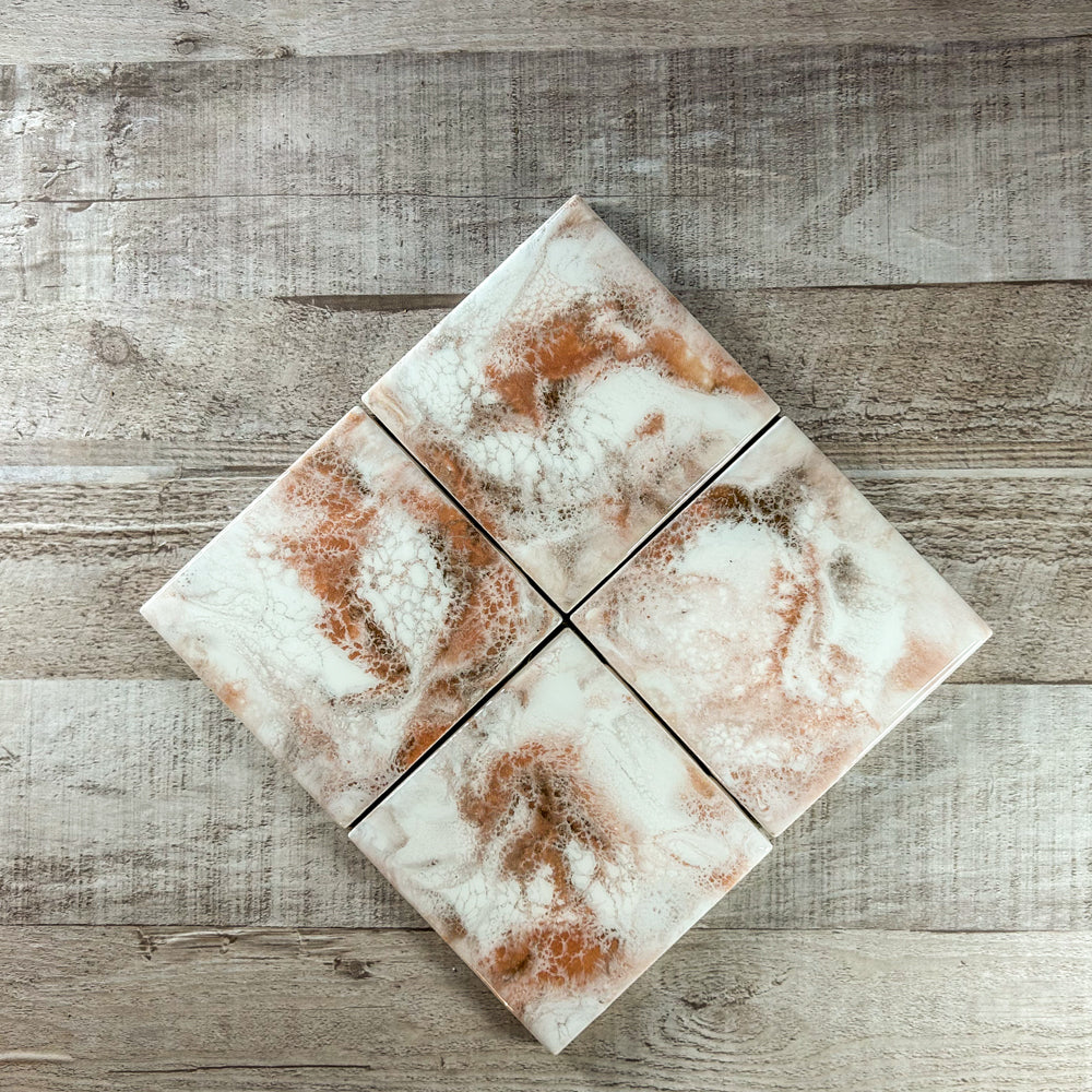 Rose Gold & Espresso Swirl Handmade Coaster Set image 3