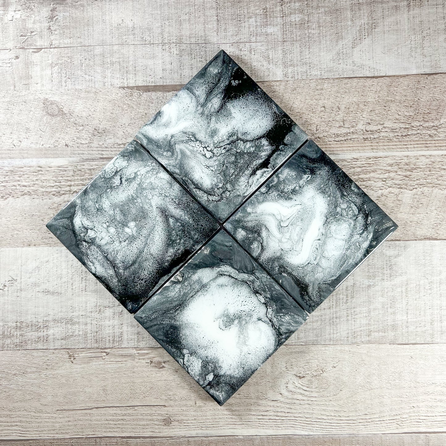 Black and White Swirl Handmade Coaster Set image 4
