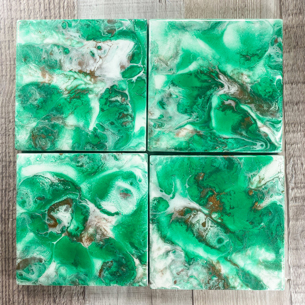 Emerald with Rich Espresso I Table Coaster Set image 2