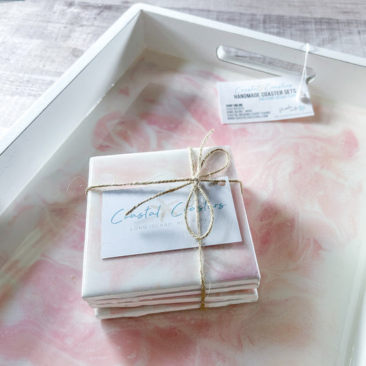 Rose Gold Gift Set - Coasters 4pk and Tray Gift Set image 1