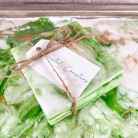 Green & Gold Gift Set - Coaster & Tray Gift Set image 1