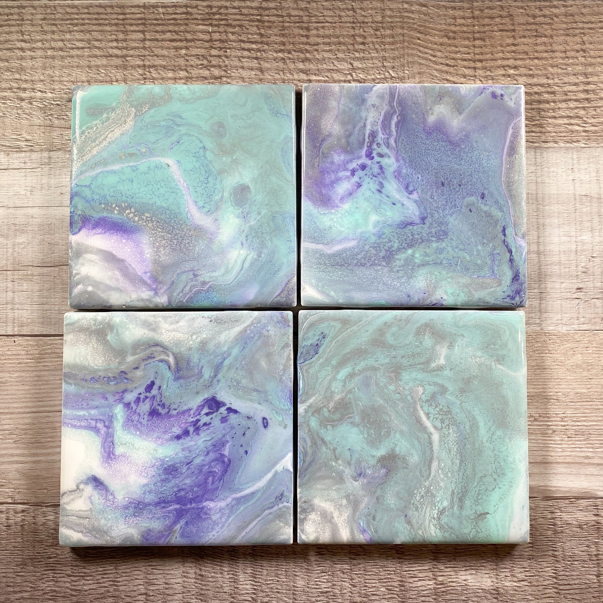 Lavendar & Teal Swirls - Table Coaster Set image 0