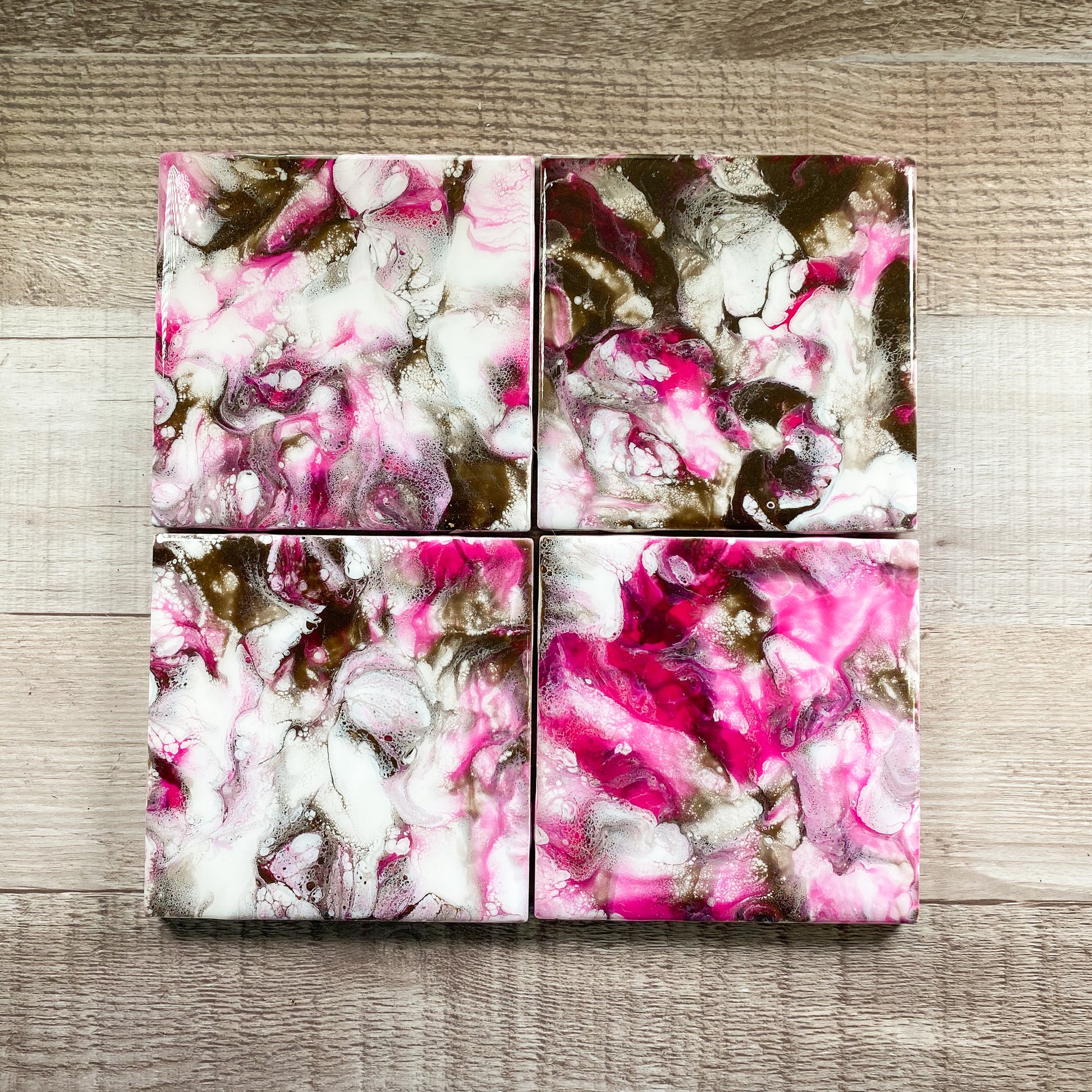 Espresso and Pink Swirls II - Table Coaster Set image 0
