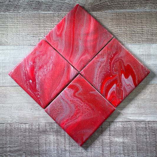 Ruby Red with Silver Table Coaster Set image 0