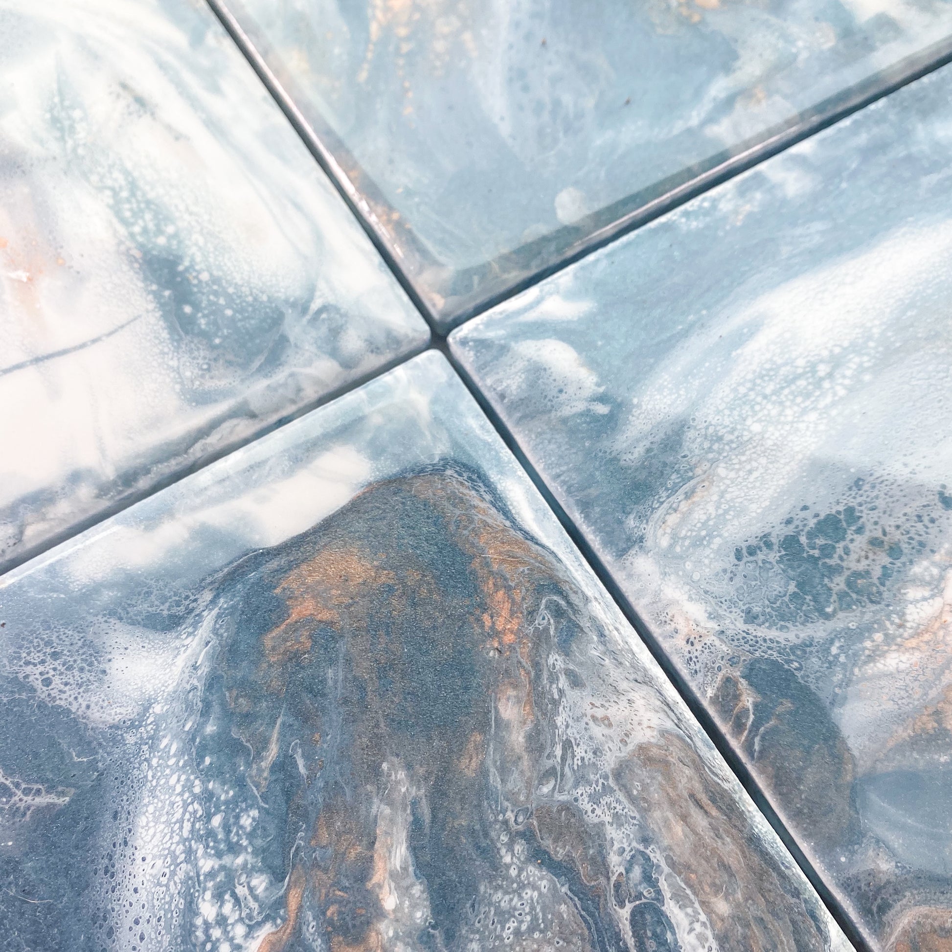 Slate Gray with Rose Gold Table Coaster Set image 1