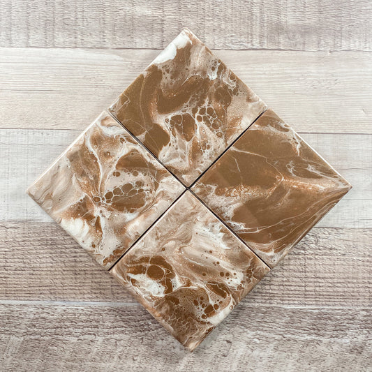 Coffee and Cream Vibes Handmade Coaster Set image 0