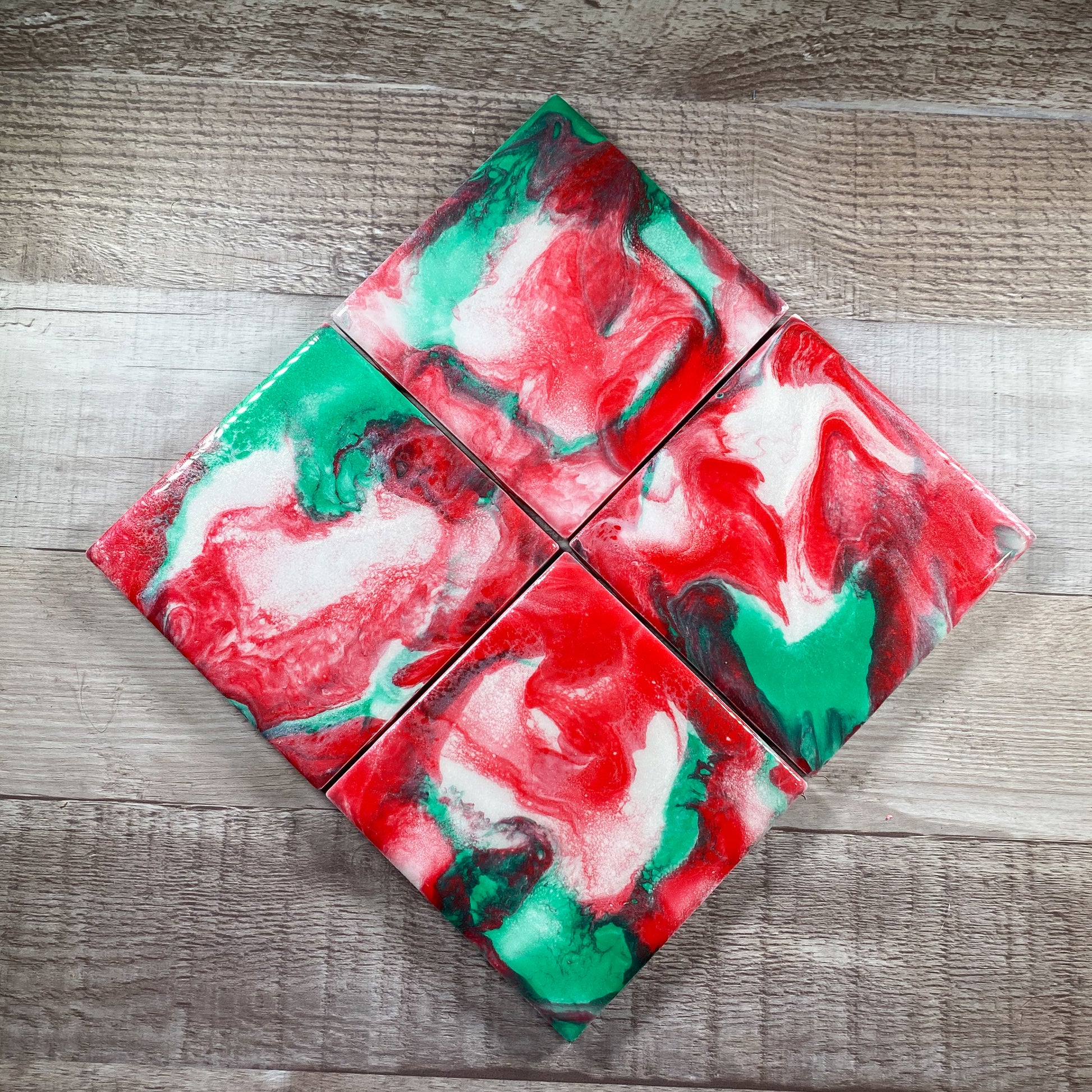 Holiday Ruby Red and Green - Table Coaster Set image 2