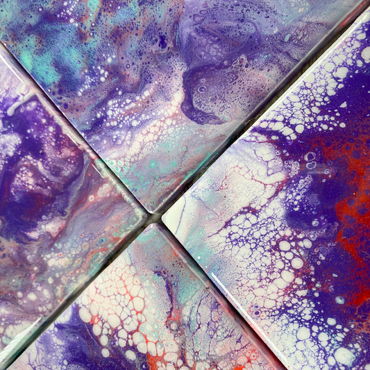 Red, Purple, and Teal Swirl - Table Coaster Set image 1