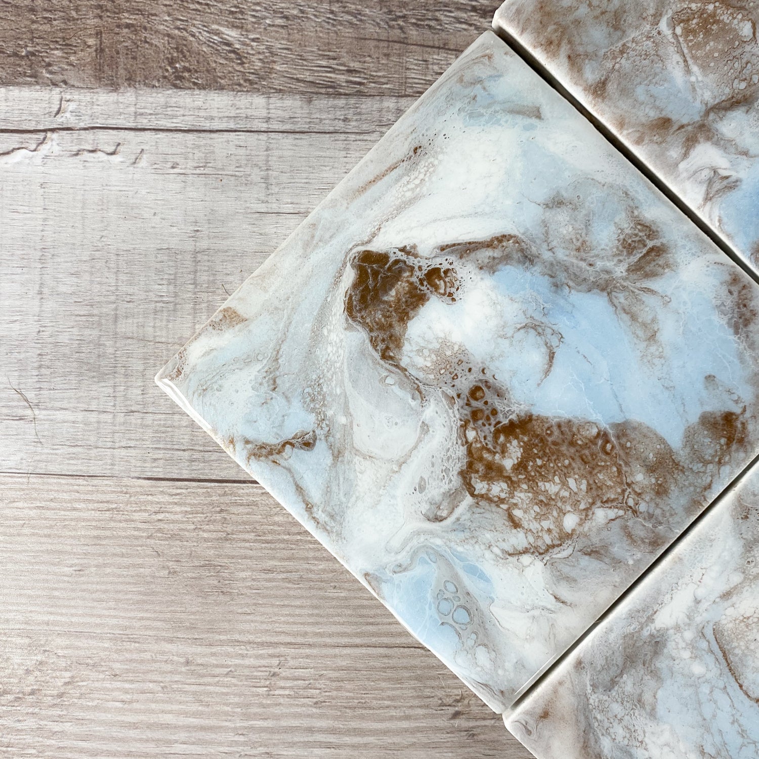 Island Blue & Espresso Handmade Coaster Set image 2