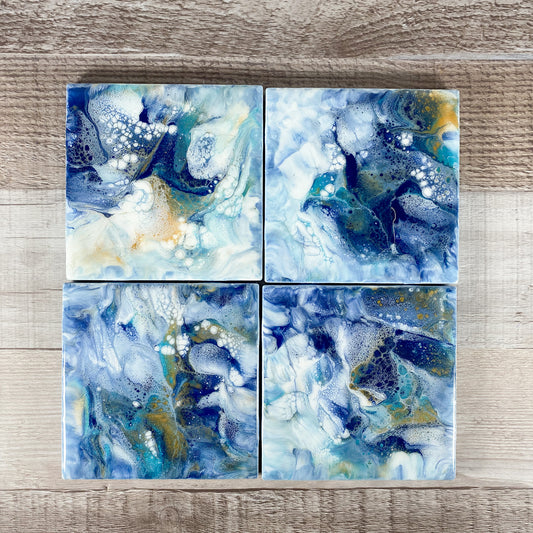 Blue Hues I Handmade Coaster Set image 0