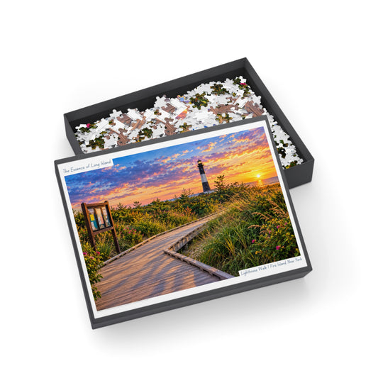 Lighthouse Walk a Coastal Watercolor Jigsaw Puzzle - Fire Island, New York