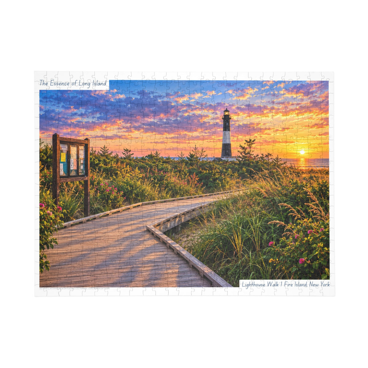 Lighthouse Walk a Coastal Watercolor Jigsaw Puzzle - Fire Island, New York