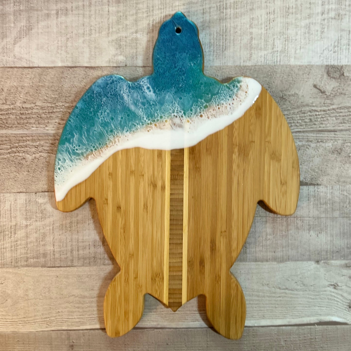 Nautical Sea Turtle Charcuterie Board with Ocean Resin image 0