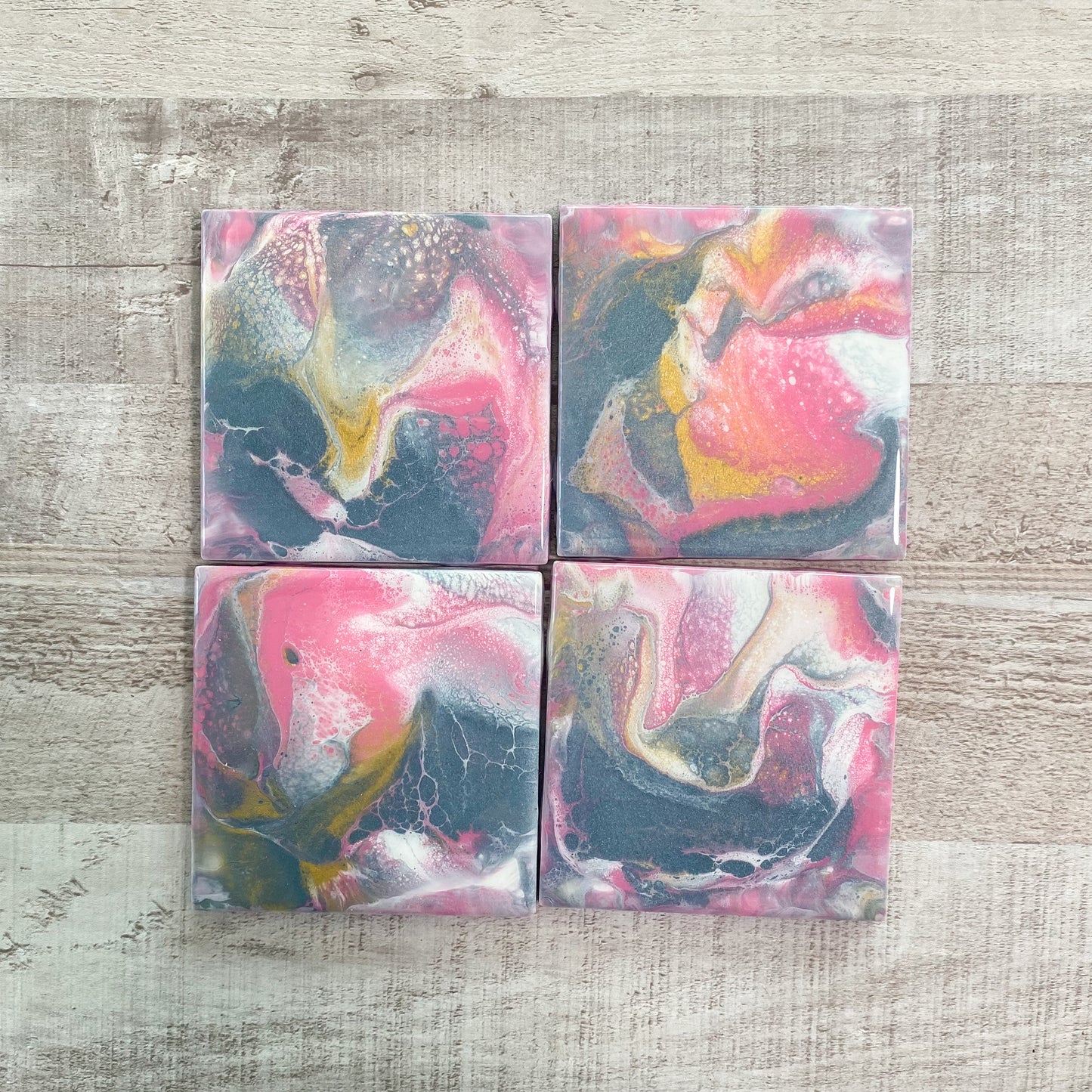 Blushing Delight Swirls Handmade Coaster Set image 3