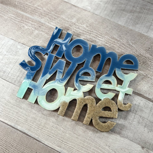 Ocean Waves Style Wood and Resin Letter Art - Home Sweet Home image 1