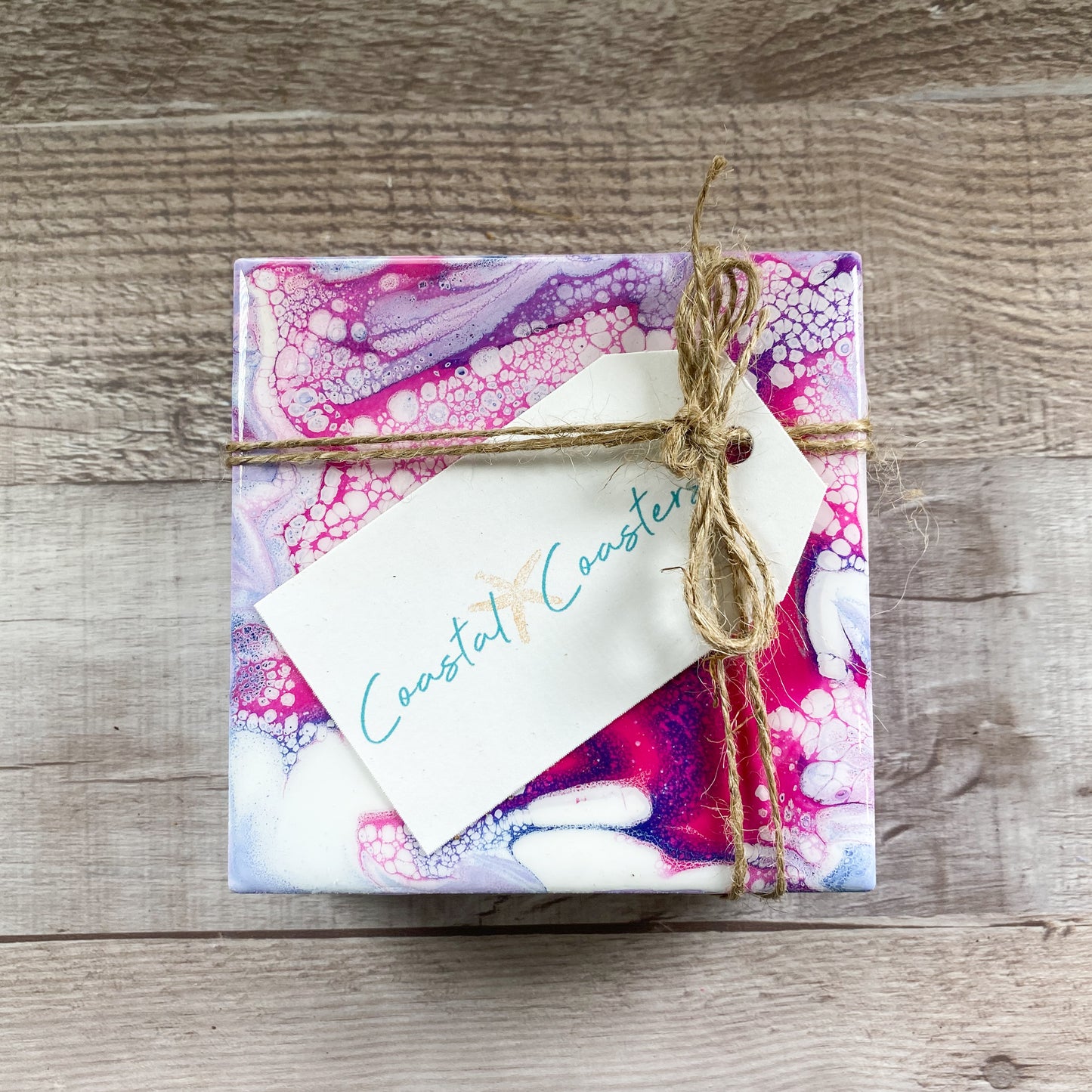 Pink and Purple Swirls - Table Coaster Set image 4
