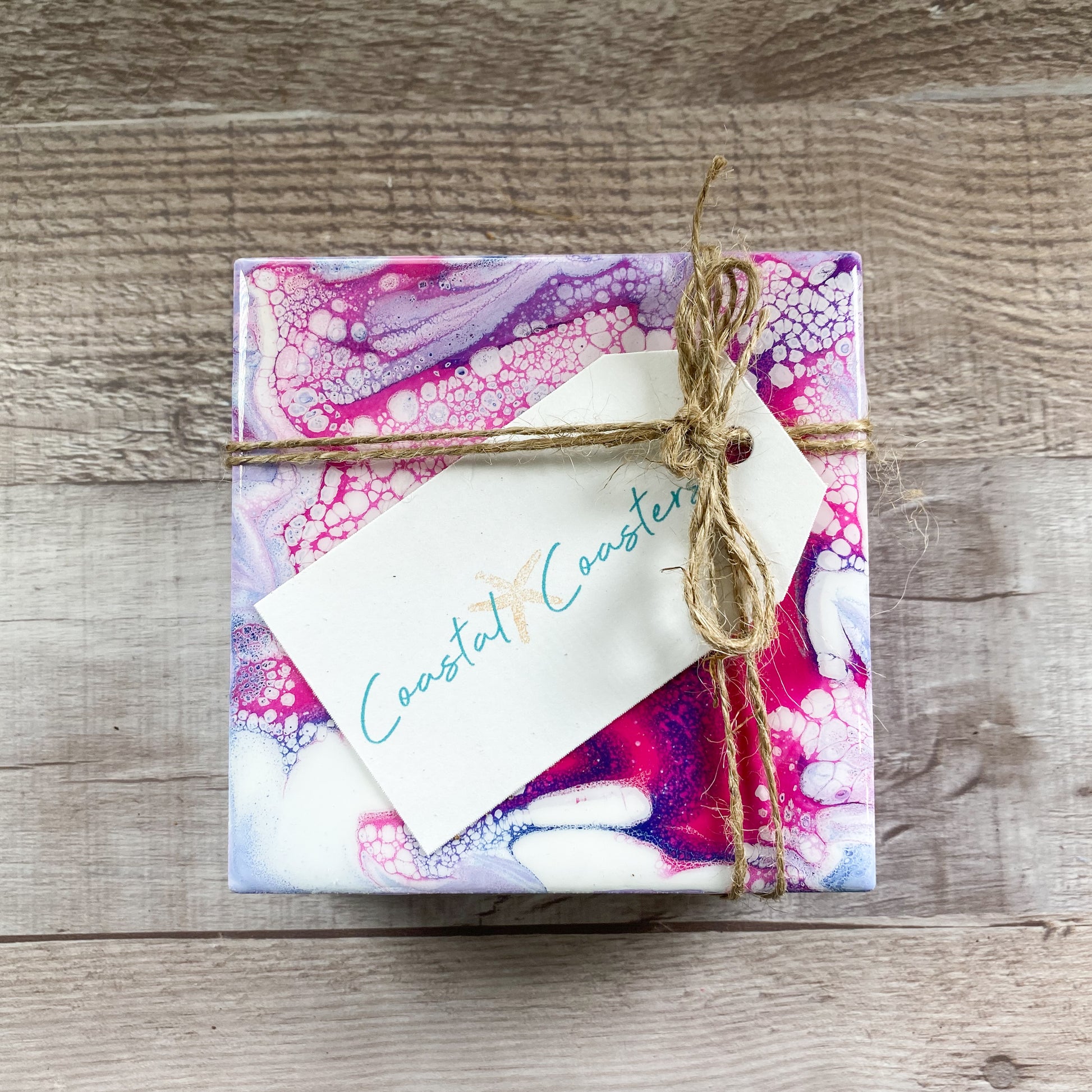Pink and Purple Swirls - Table Coaster Set image 4