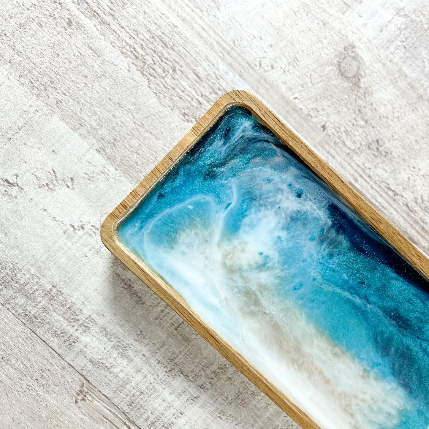 Ocean Resin and Wood Dish image 1