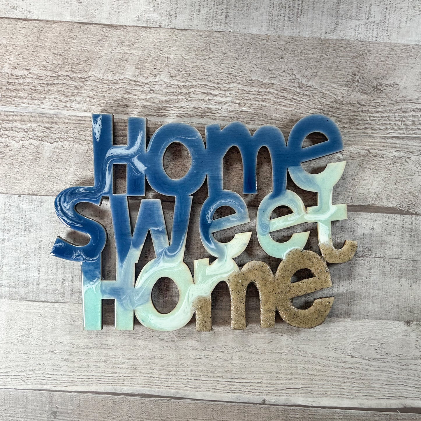 Ocean Waves Style Wood and Resin Letter Art - Home Sweet Home image 0