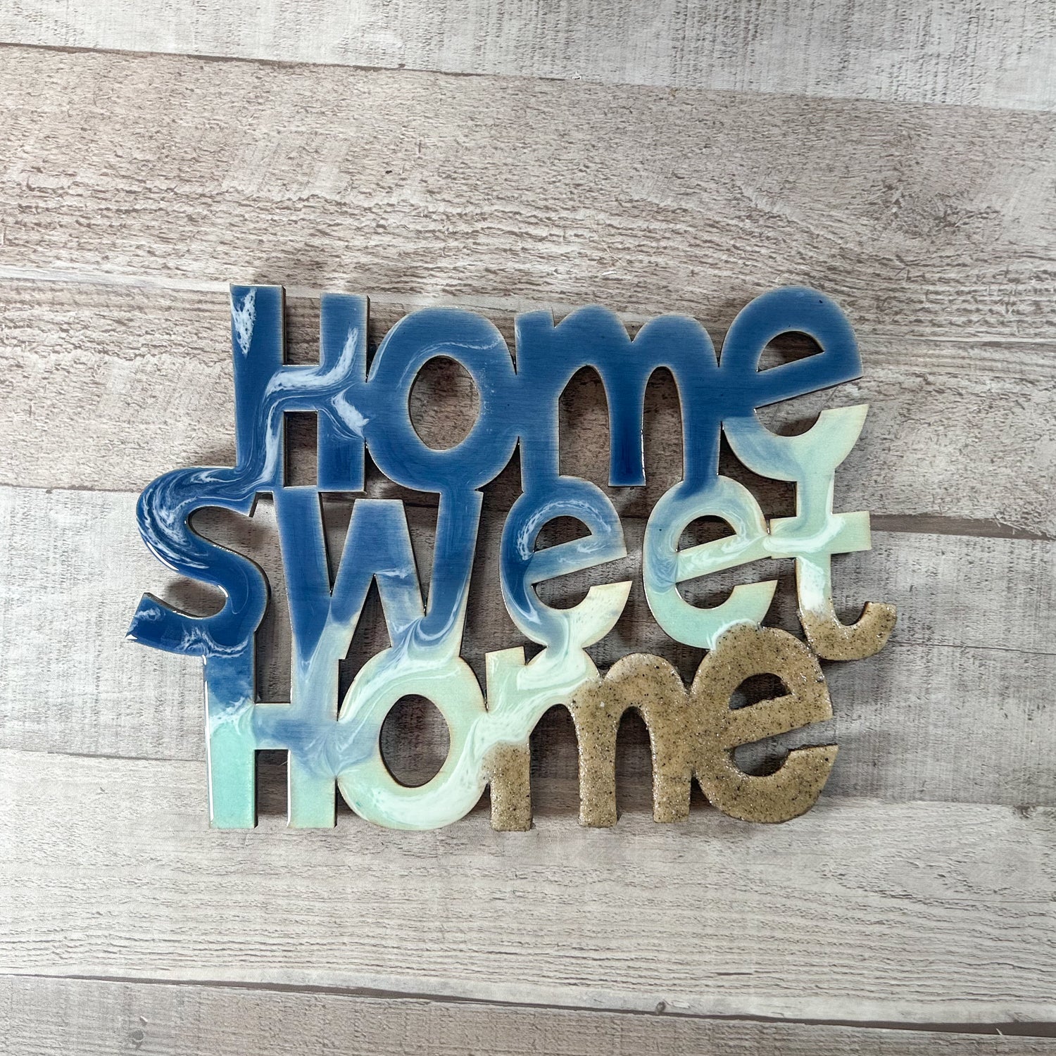 Ocean Waves Style Wood and Resin Letter Art - Home Sweet Home image 0