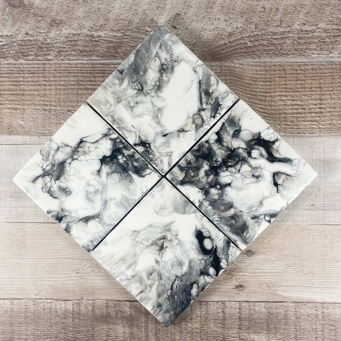 Black & White Swirl Handmade Coaster Set image 0