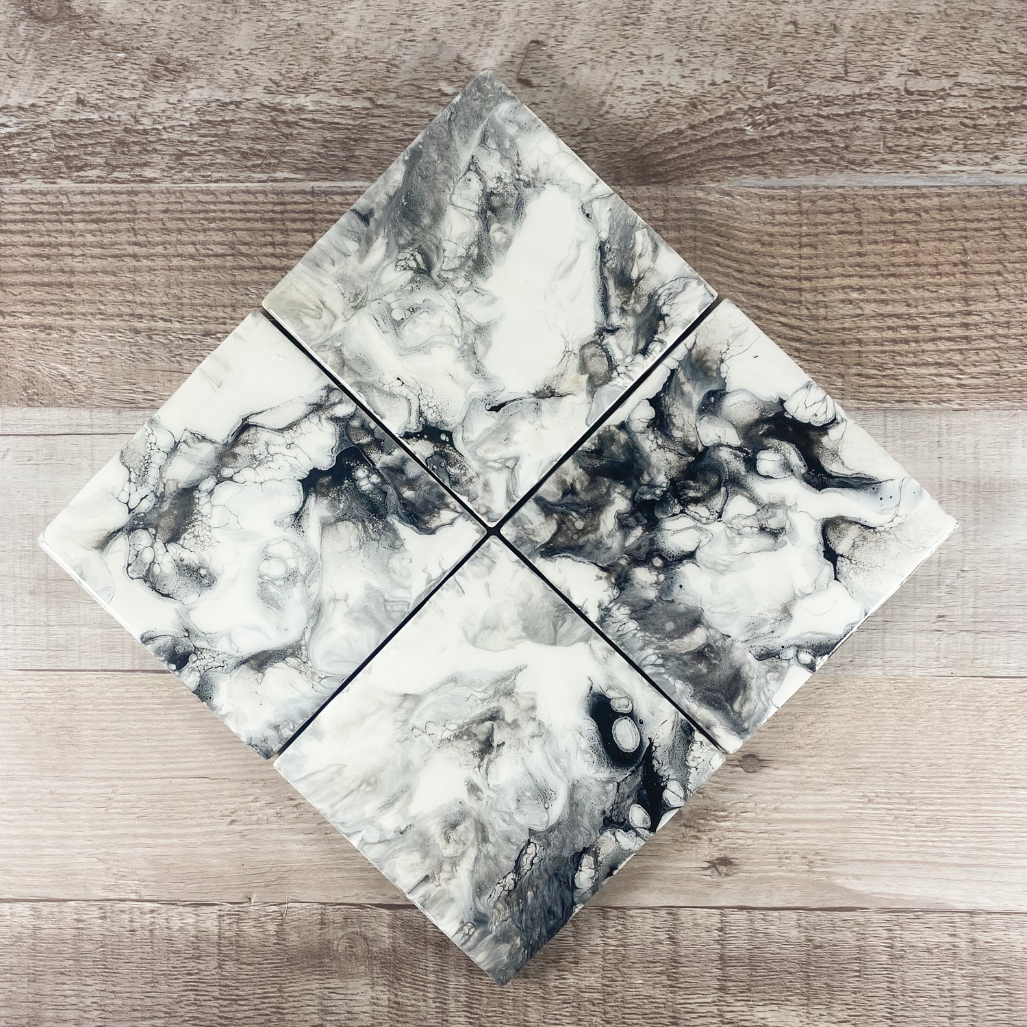 Black & White Swirl Handmade Coaster Set image 0