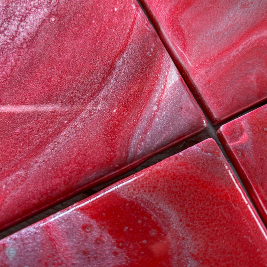 Ruby Red with Silver Table Coaster Set image 1