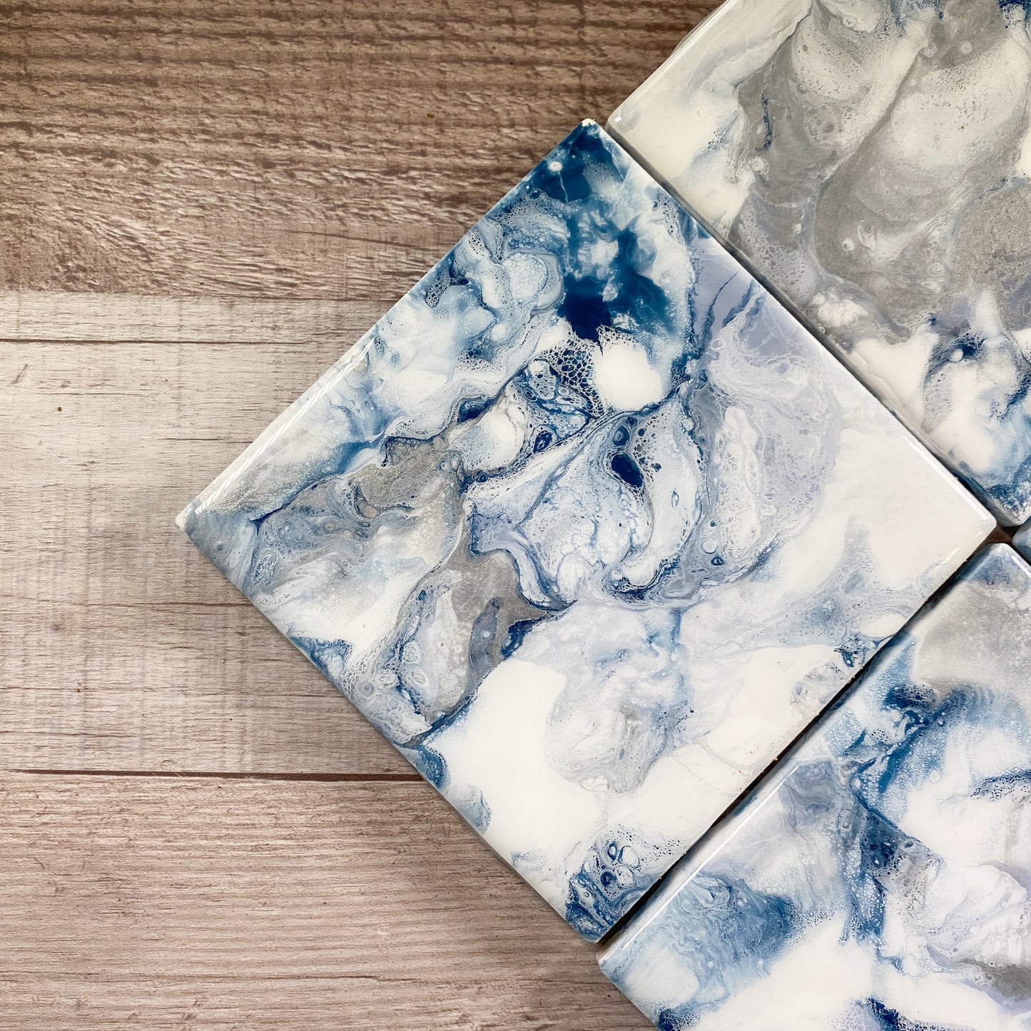 Silver and Navy Swirls - Table Coaster Set image 4