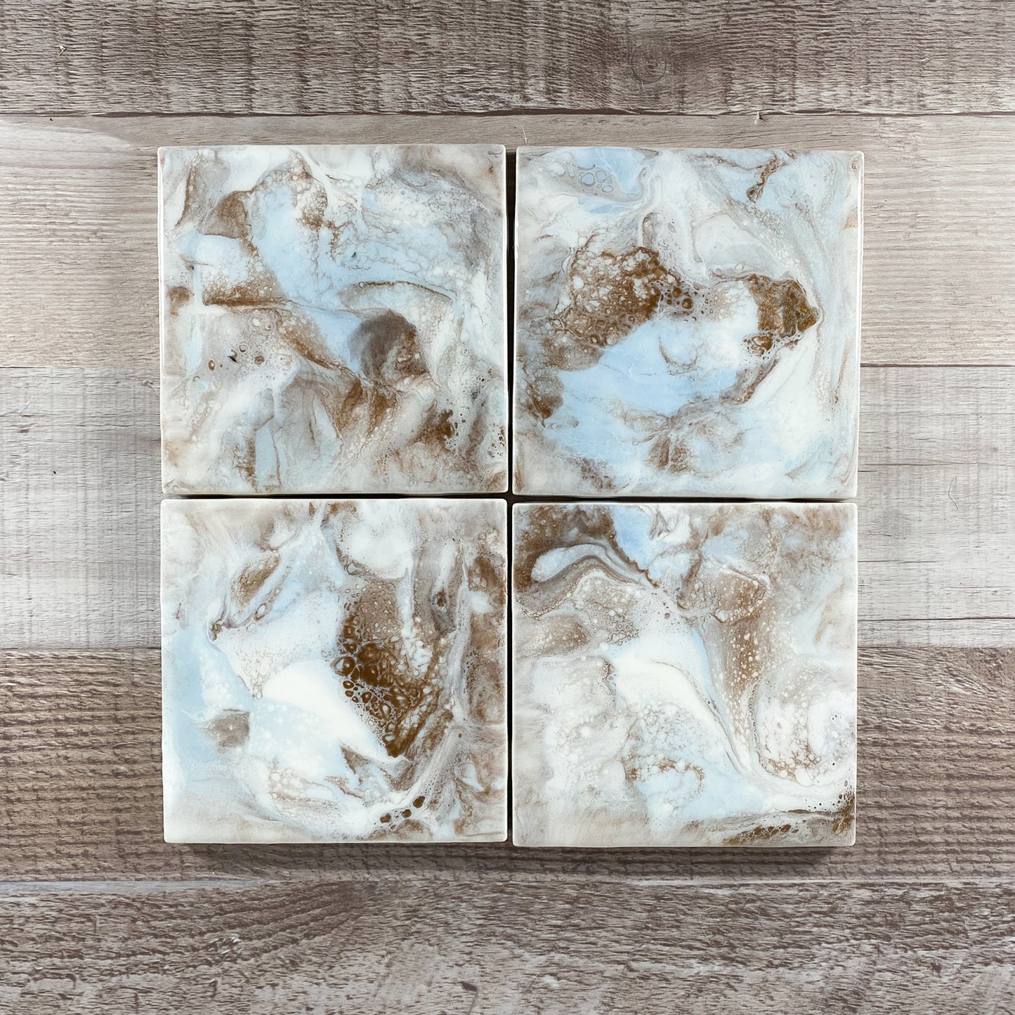 Island Blue & Espresso Handmade Coaster Set image 3