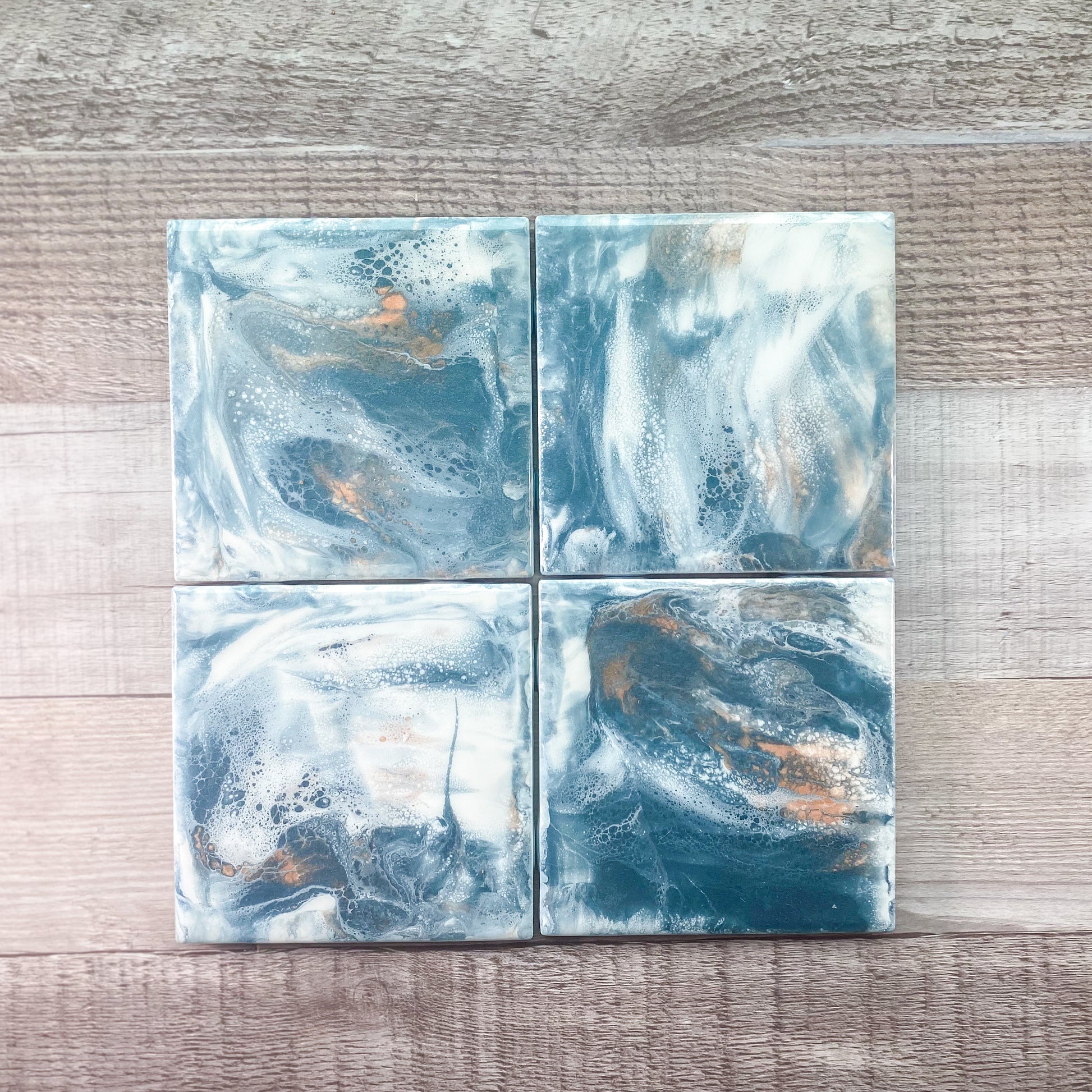 Slate Gray with Rose Gold Table Coaster Set image 0