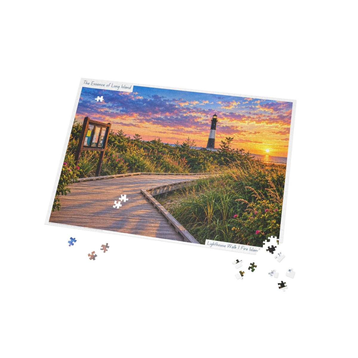Lighthouse Walk a Coastal Watercolor Jigsaw Puzzle - Fire Island, New York